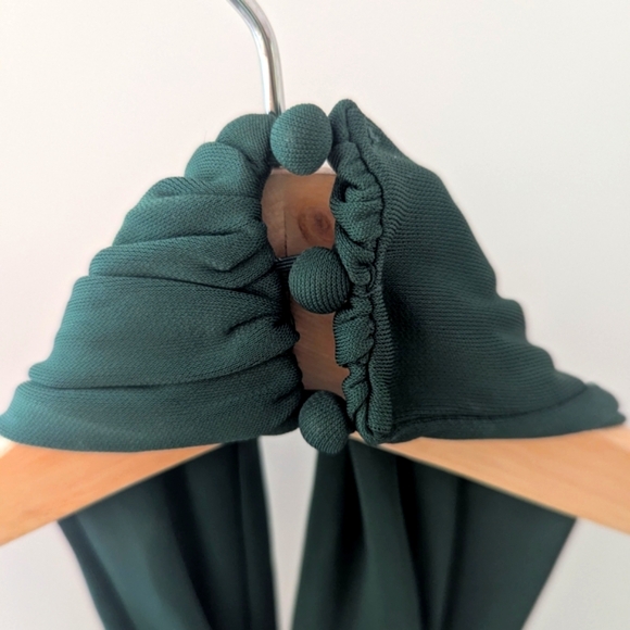 Cinq a Sept Emerald Green Kaily Draped Halter Dress Size 8 - Picture 6 of 8